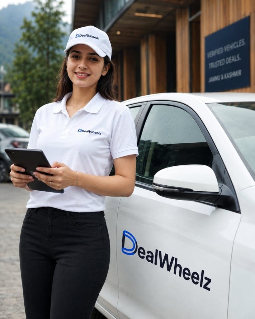 DealWheelz advisor with tablet next to a verified vehicle